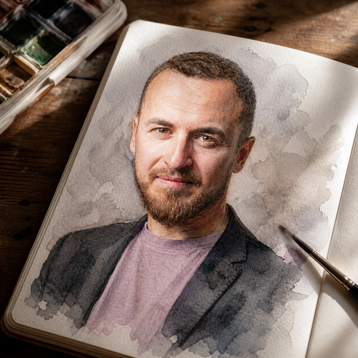 Hyper-Realistic Cinematic Ultra-Close-Up Watercolor Illustration Scene, 1:1 — example output